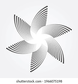 Abstract concentric circle halftone spiral background. Dots concentric circle. Spiral, swirl, twirl design element for multipurpose use. Circular and radial dots helix.