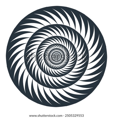 Abstract concentric circle with notches. Studded concentric circles deepen