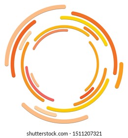 Abstract concentric circle. Spiral, swirl, twirl element. Circular and radial lines volute, helix. Segmented circle with rotation. Abstract radiating arc lines. Geometric cochlear, vortex illustration