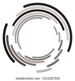 Abstract concentric circle. Spiral, swirl, twirl element. Circular and radial lines volute, helix. Segmented circle with rotation. Abstract radiating arc lines. Geometric cochlear, vortex illustration