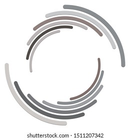 Abstract concentric circle. Spiral, swirl, twirl element. Circular and radial lines volute, helix. Segmented circle with rotation. Abstract radiating arc lines. Geometric cochlear, vortex illustration