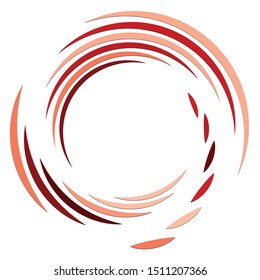 Abstract concentric circle. Spiral, swirl, twirl element. Circular and radial lines volute, helix. Segmented circle with rotation. Abstract radiating arc lines. Geometric cochlear, vortex illustration