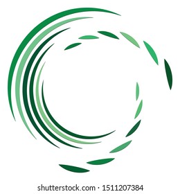 Abstract concentric circle. Spiral, swirl, twirl element. Circular and radial lines volute, helix. Segmented circle with rotation. Abstract radiating arc lines. Geometric cochlear, vortex illustration