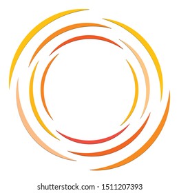 Abstract concentric circle. Spiral, swirl, twirl element. Circular and radial lines volute, helix. Segmented circle with rotation. Abstract radiating arc lines. Geometric cochlear, vortex illustration