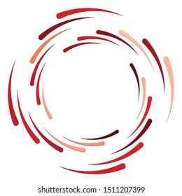 Abstract concentric circle. Spiral, swirl, twirl element. Circular and radial lines volute, helix. Segmented circle with rotation. Abstract radiating arc lines. Geometric cochlear, vortex illustration