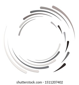 Abstract concentric circle. Spiral, swirl, twirl element. Circular and radial lines volute, helix. Segmented circle with rotation. Abstract radiating arc lines. Geometric cochlear, vortex illustration