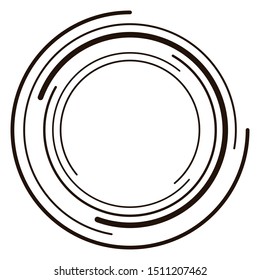 Abstract concentric circle. Spiral, swirl, twirl element. Circular and radial lines volute, helix. Segmented circle with rotation. Abstract radiating arc lines. Geometric cochlear, vortex illustration