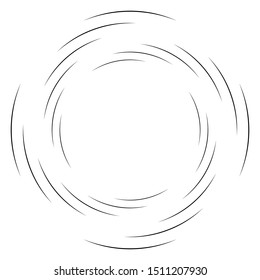 Abstract concentric circle. Spiral, swirl, twirl element. Circular and radial lines volute, helix. Segmented circle with rotation. Abstract radiating arc lines. Geometric cochlear, vortex illustration
