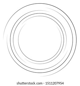 Abstract concentric circle. Spiral, swirl, twirl element. Circular and radial lines volute, helix. Segmented circle with rotation. Abstract radiating arc lines. Geometric cochlear, vortex illustration