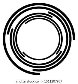 Abstract concentric circle. Spiral, swirl, twirl element. Circular and radial lines volute, helix. Segmented circle with rotation. Abstract radiating arc lines. Geometric cochlear, vortex illustration