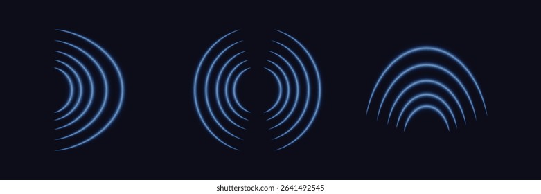 Abstract Concentric Circle Vector Illustration set on Dark Blue Background for Design Elements