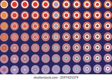 Abstract Concentric Circles: A collection of meticulously arranged concentric circles in various colors and sizes on a background, evoking a sense of order and artistic pattern.