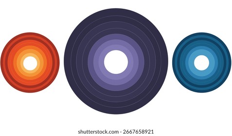 Abstract concentric circles with colorful gradient rings illustration