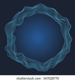 Abstract concentric circles on blue background