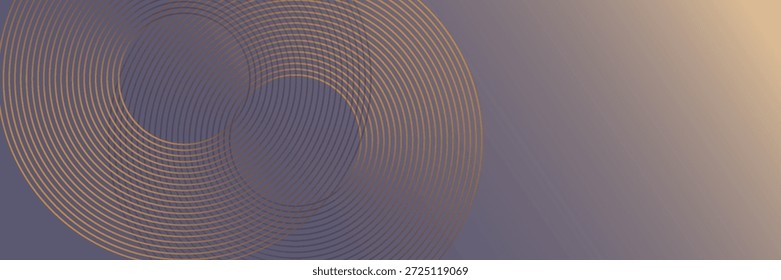 Abstract Concentric Circles and Overlapping Rings on a Warm Orange and Purple Gradient Background