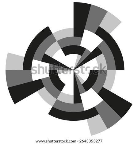 Abstract concentric circles. Radial geometric pattern. Grayscale modern design. Vector optical illusion.