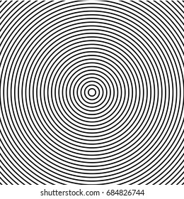 Abstract concentric circles texture in black and white colors, background pattern in modern style. Vector illustrarion