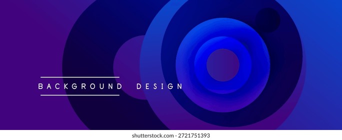 Círculos concéntricos Abstractas, púrpura vibrante, Gradientes azules. El texto lee el diseño de fondo. Composición visual moderna y dinámica.
