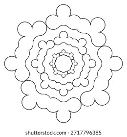 Padrão de trevo concêntrico abstrato com camadas simétricas de radiação em branco