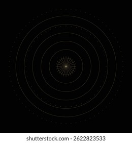 Abstract Concentric Dot Pattern Art Design with Yellow Hue