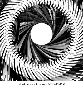 Abstract concentric element with radial lines. Circular spiral pattern