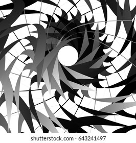 Abstract concentric element with radial lines. Circular spiral pattern