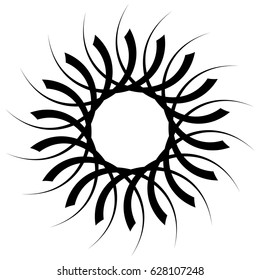Abstract concentric mandala, motif design element. Circular geometric shape. Radial rotating abstract shape