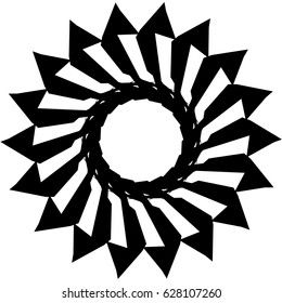 Abstract concentric mandala, motif design element. Circular geometric shape. Radial rotating abstract shape