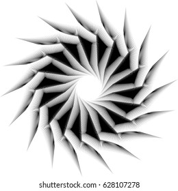 Abstract concentric mandala, motif design element. Circular geometric shape. Radial rotating abstract shape