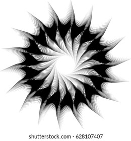 Abstract concentric mandala, motif design element. Circular geometric shape. Radial rotating abstract shape