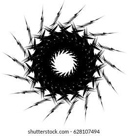 Abstract concentric mandala, motif design element. Circular geometric shape. Radial rotating abstract shape