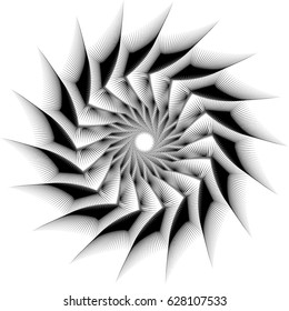 Abstract concentric mandala, motif design element. Circular geometric shape. Radial rotating abstract shape