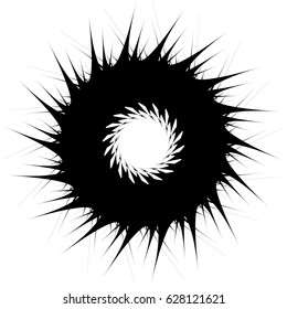 Abstract concentric mandala, motif design element. Circular geometric shape. Radial rotating abstract shape