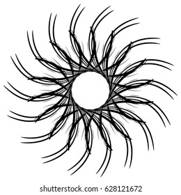 Abstract concentric mandala, motif design element. Circular geometric shape. Radial rotating abstract shape