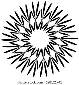 Abstract concentric mandala, motif design element. Circular geometric shape. Radial rotating abstract shape