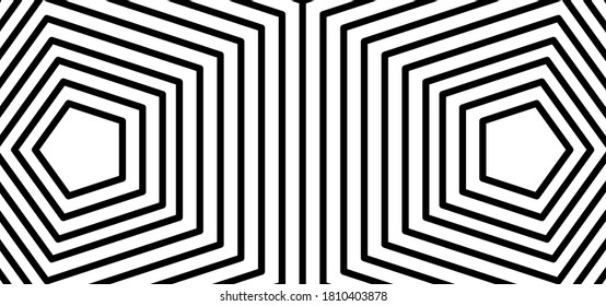 Abstract concentric pentagon line background illustration wallpaper, vector illustration