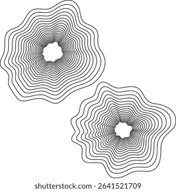 Abstract Concentric Wavy Shapes with Organic Contours on Transparent Background, Elegant Line Illustrations on Light Gray Background for Contemporary Art and Sophisticated Graphic Elements