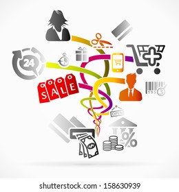 Abstract concept about shopping, vector illustration 