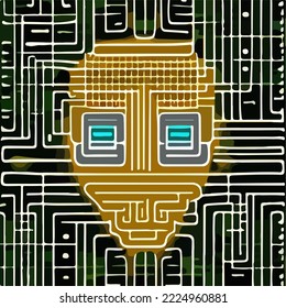 Abstract concept of artificial intelligence or digital assistant