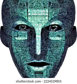 Concepto abstracto de inteligencia artificial y asistentes personales 