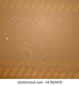 Abstract concept background with rotating gears and place for a text. Vector illustration.