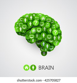 Abstract concept of brain. Circles with thoughts. Vector illustration