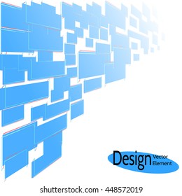 Abstract concept business background. Blue banners, billboards stretching into the distance, perspective.