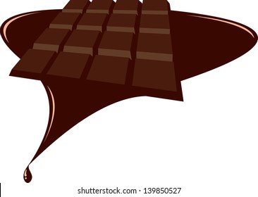 Abstract concept of chocolate bar melting in the shape of heart. Easy editable layered vector illustration.