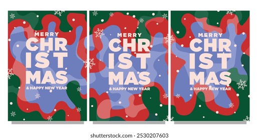 abstract concept of christmas and happy new year greeting card design set template vector illustration