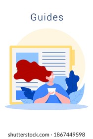 Abstract concept of client, customer support. Website, app woman guide character. Frequently Asked Question. Cartoon flat vector illustration isolated with fictional characters