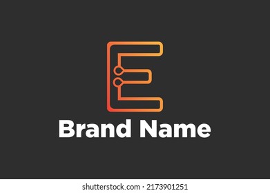 Abstract concept creative vector letter E. E letter With Modern gradient. Art illustration creative template design for business software sign and social media lined symbol.