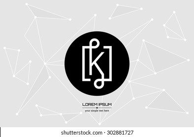 Abstract concept creative vector letter K. Colorful app logo icon element isolated on background. Art illustration creative template design for business software sign and social media lined symbol.