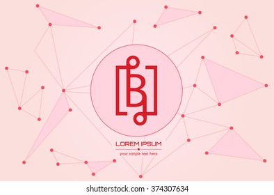 Abstract concept creative vector letter B. Colorful app logo icon element isolated on background. Art illustration creative template design for business software sign and social media lined symbol.