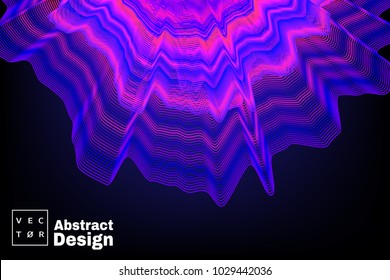 Abstract concept design bass wave. Ultraviolet neon color. Vector illustration.